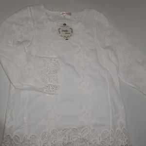 Boho lace trim long sleeve shirt